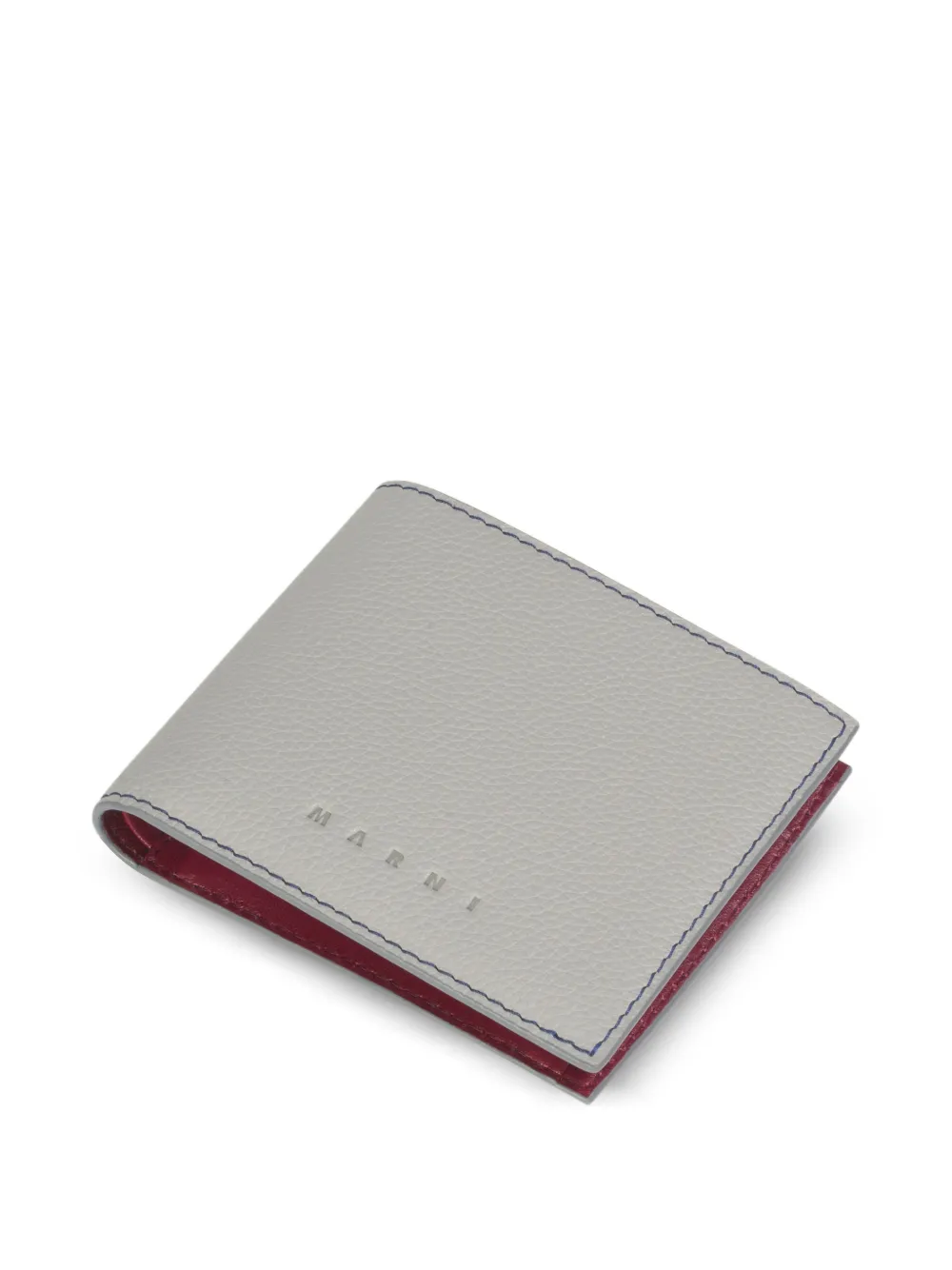  Marni Pebbled-stitch Leather Wallet - Grey 