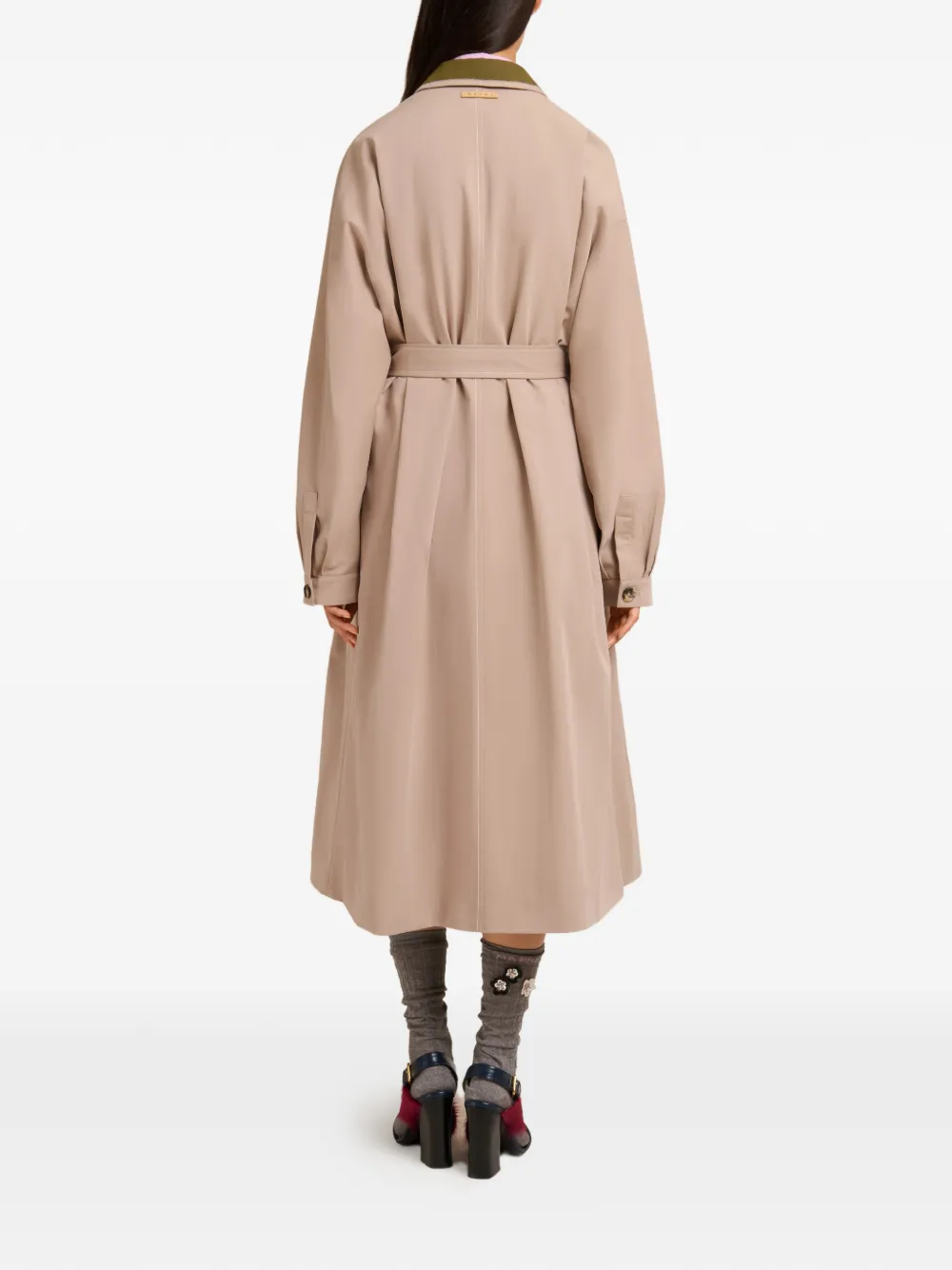 Marni Trenchcoact met contrasterende kraag en ceintuur Beige