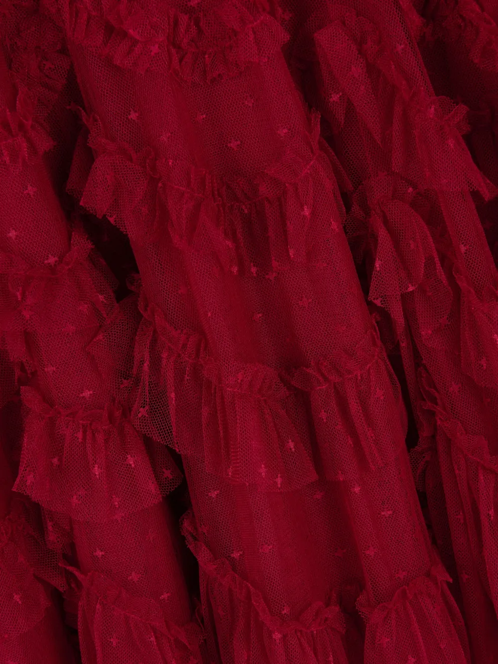 NEEDLE & THREAD KIDS Jurk met stippen en ruches Rood