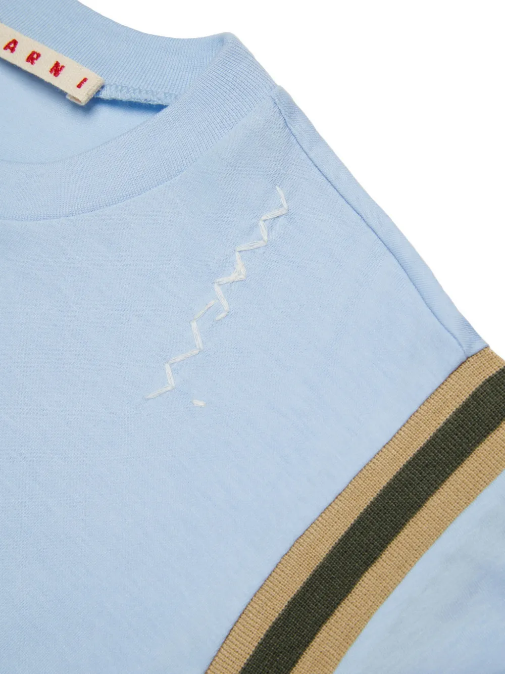  Marni Kids Striped-shoulder T-shirt - Blue 