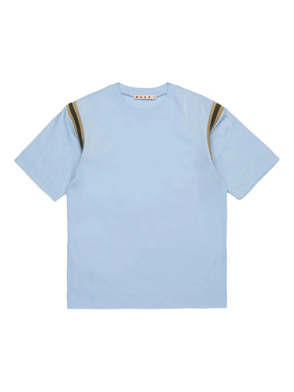 Marni Kids striped-shoulder T-shirt - Blu