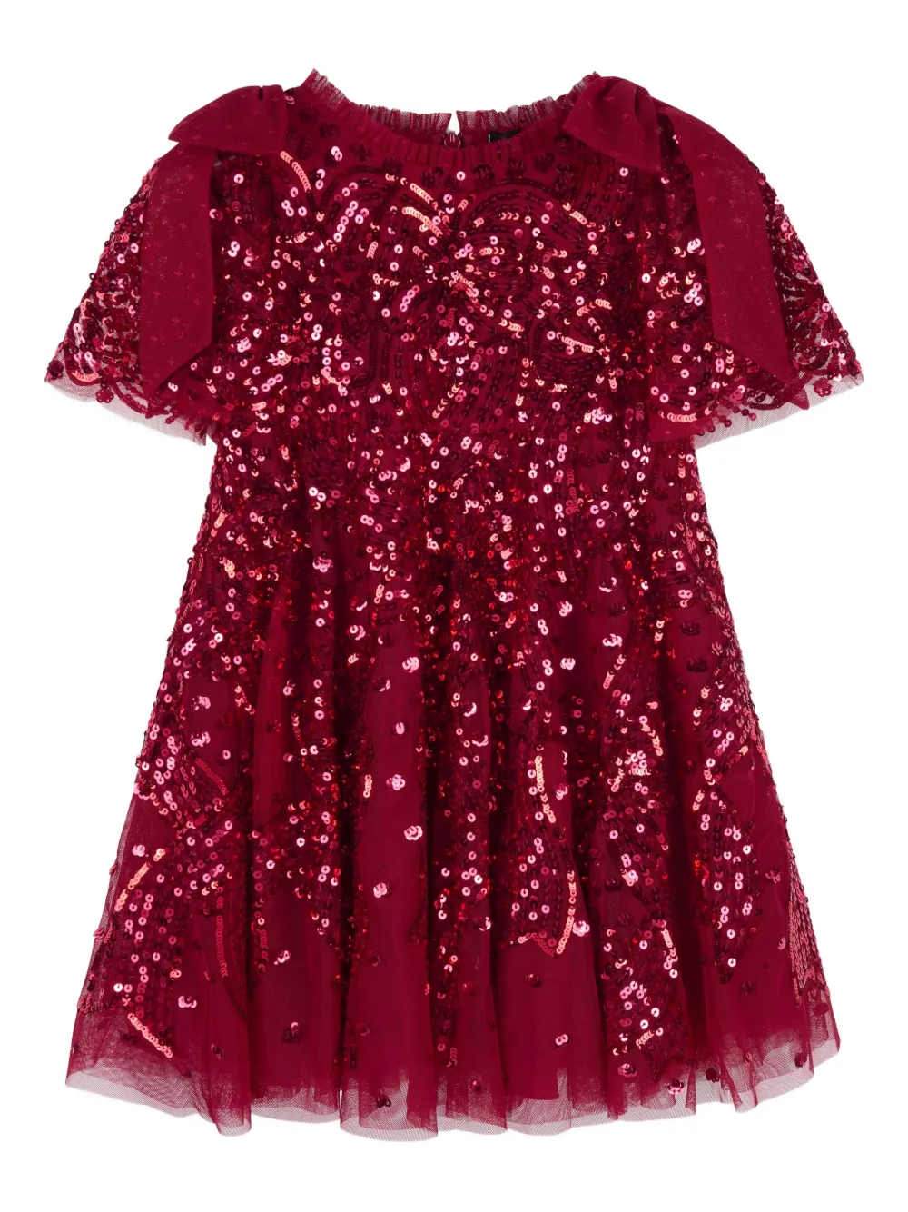 NEEDLE & THREAD KIDS sequin bow dress - Rosso