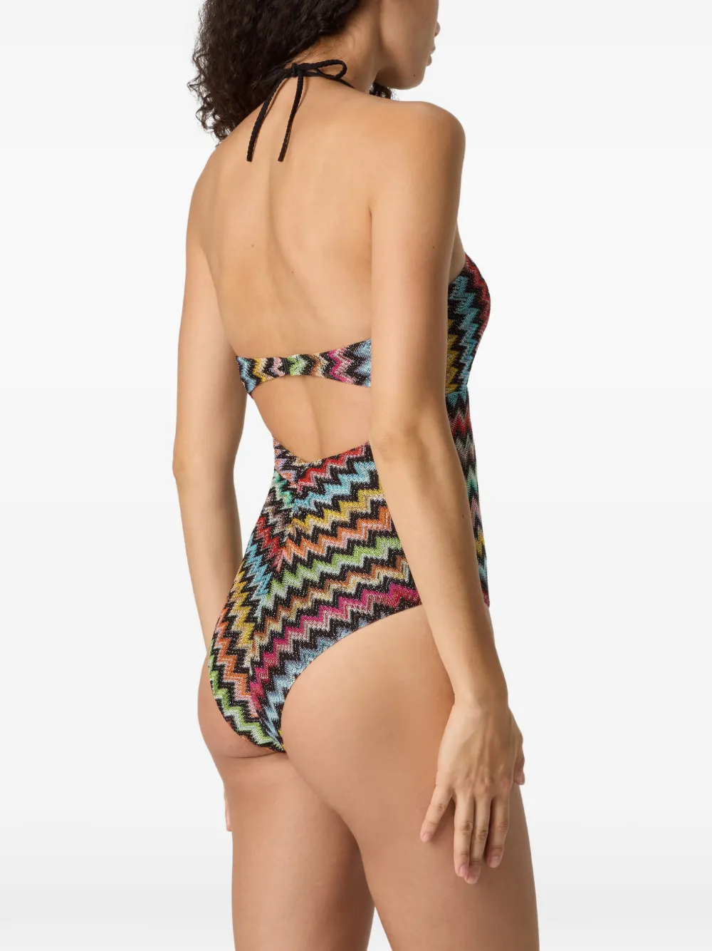 Missoni Lamé viscose asymmetrisch badpak met zigzag-patroon Zwart