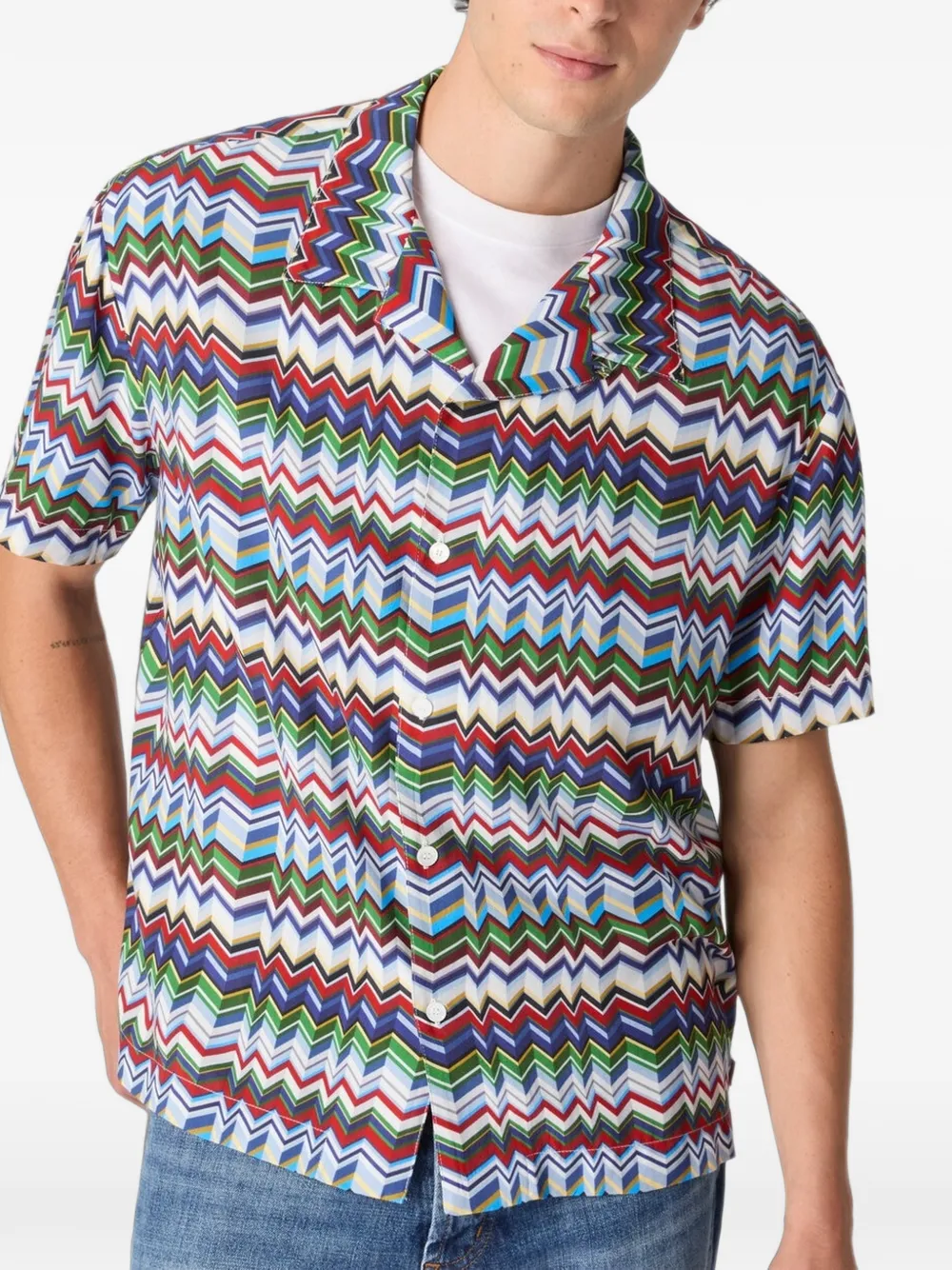 Missoni Button-down overhemd met zigzagpatroon Wit
