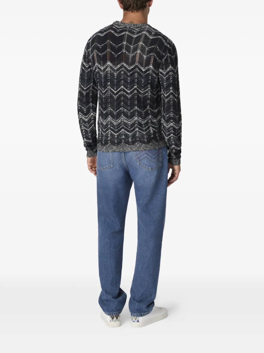  Missoni Chevron-pattern Crew-neck Sweater - Blue 