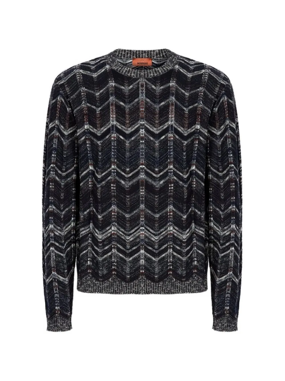 Missoni Trui met chevron patroon en ronde hals Blauw