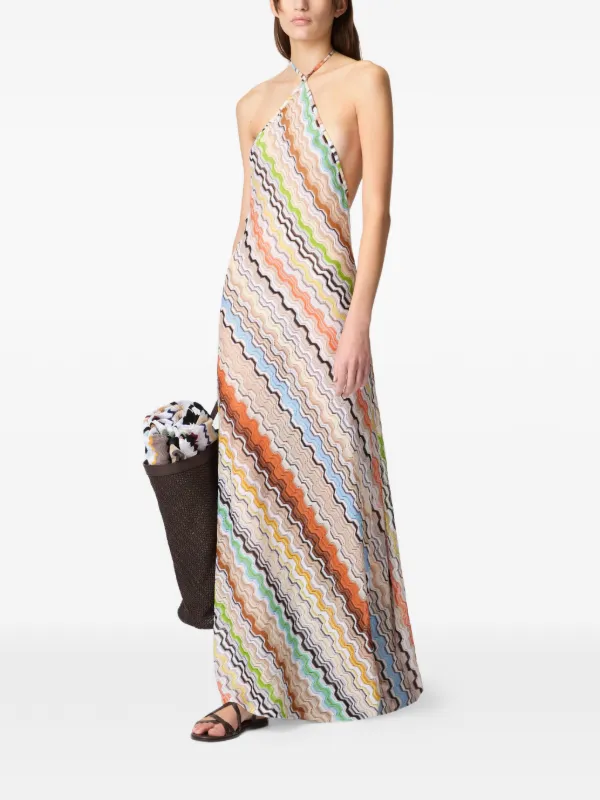 missoni long dress Draped striped sequined ribbed-knit maxi - multi right hint of shimmer Missoni Long Sleeve Maxi -