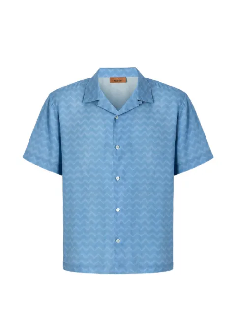 Missoni bowling shirt in viscose with tone-on-tone zigzag print