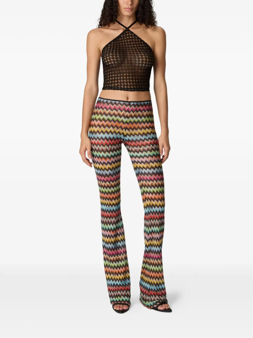 Missoni Top van lamé viscose met raschel afwerking en halternek Zwart