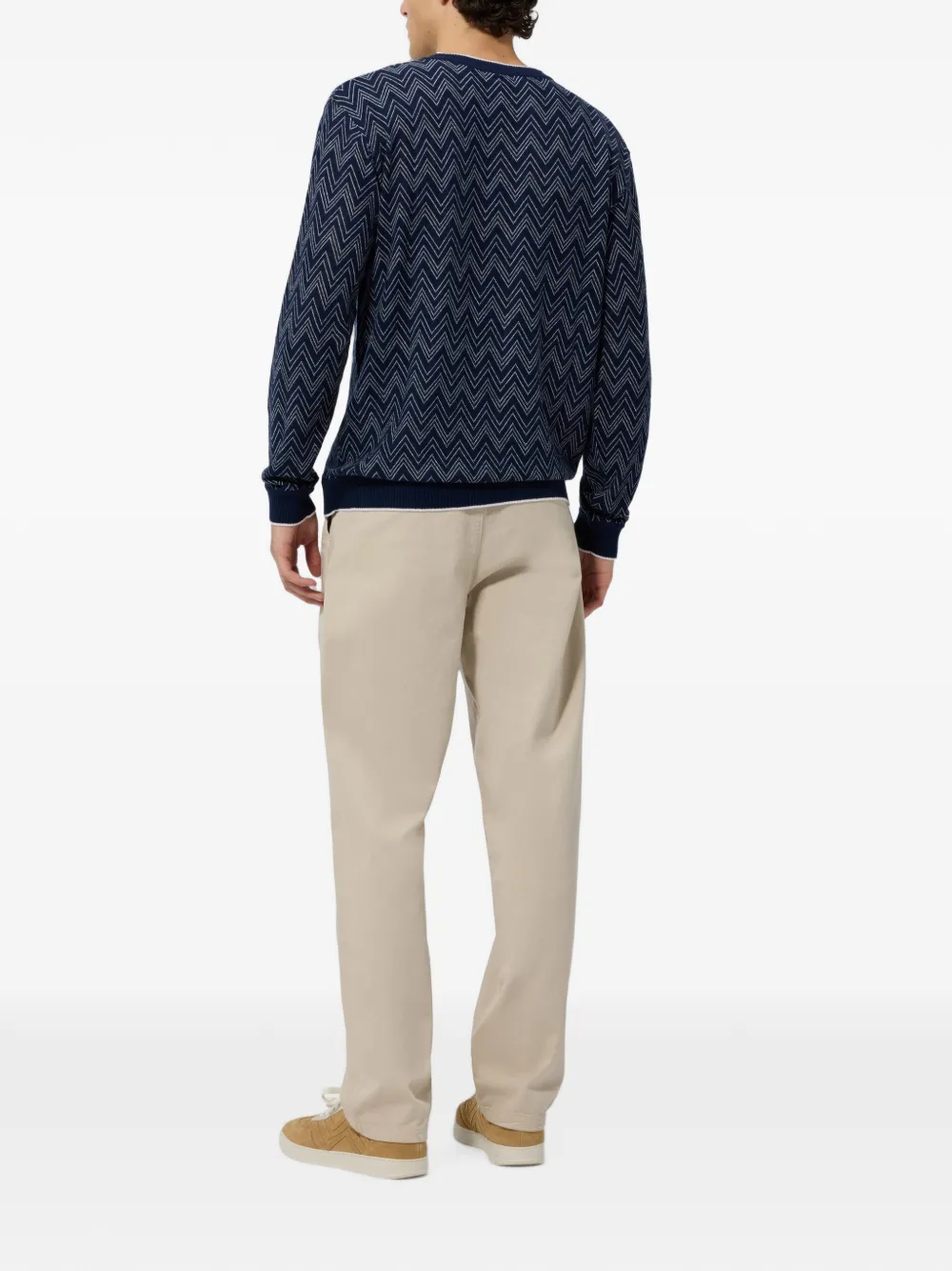 Missoni Kasjmier pullover met zigzag-patroon en ronde hals Blauw