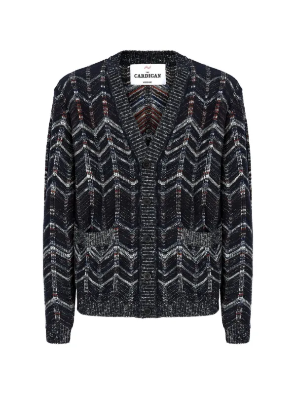 Missoni Chevron Ribbed-trim Cardigan in Blue
