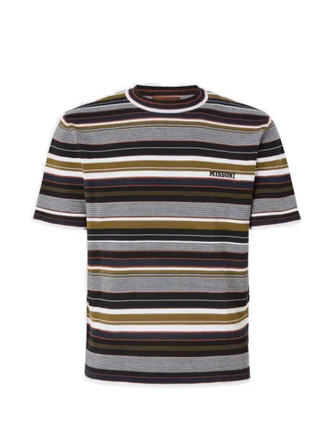 Missoni striped crew-neck cotton T-shirt with embroidered logo lettering