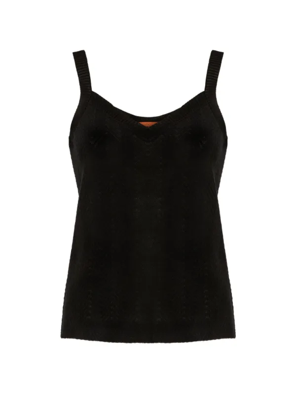Missoni Sleeveless Zigzag Knit Top in Black