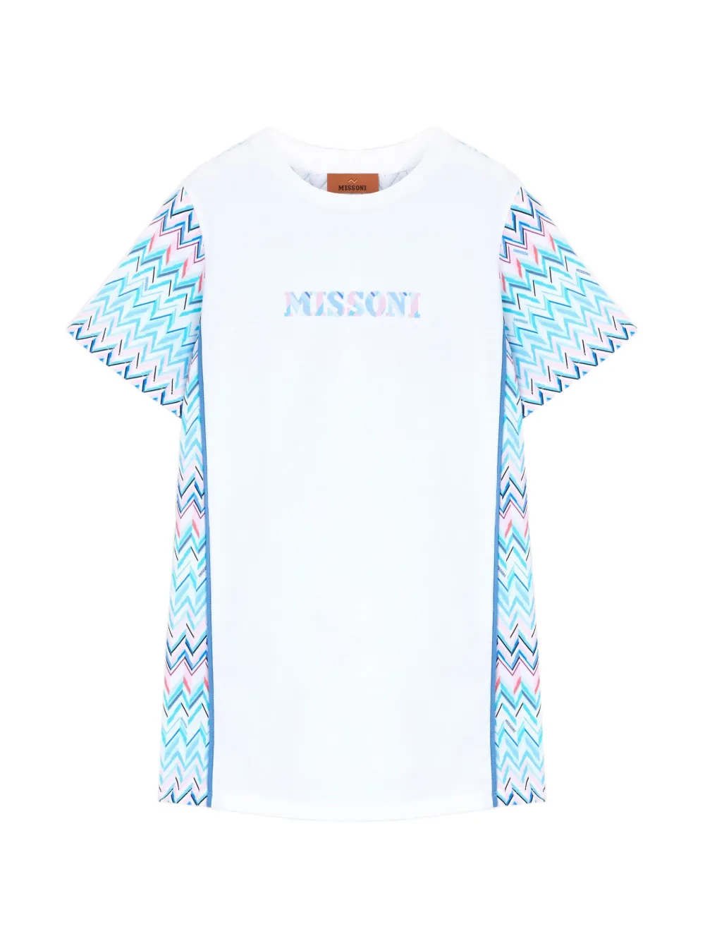 Missoni Kids zigzag-print logo-print dress - Blu