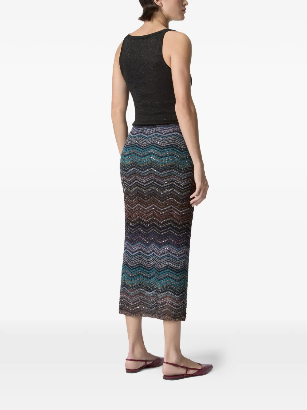  Missoni Chevron-pattern Maxi Skirt - Brown 