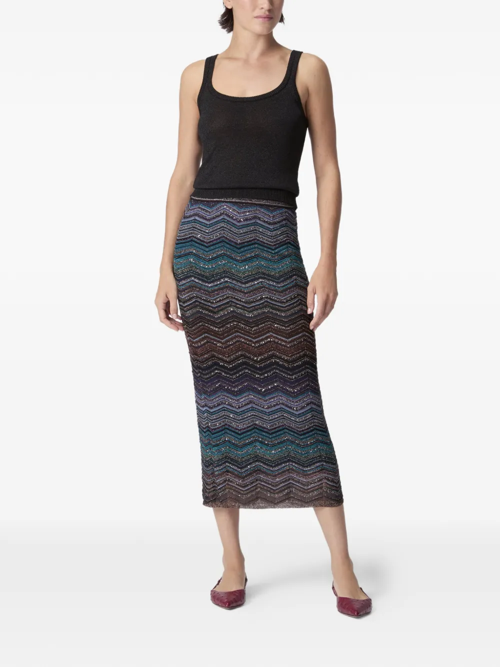  Missoni Chevron-pattern Maxi Skirt - Brown 