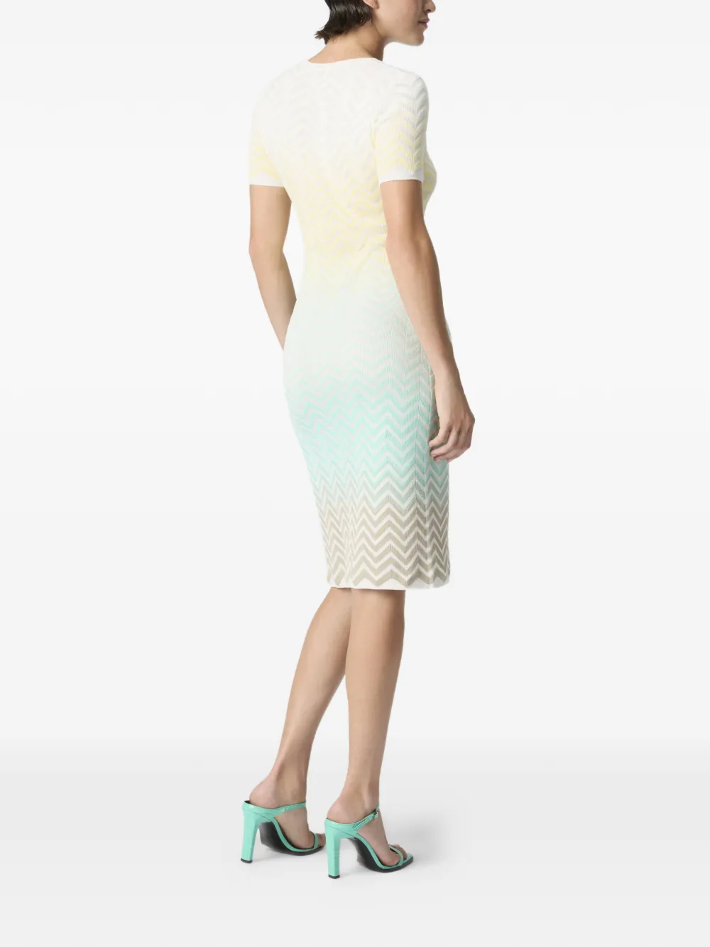Missoni Midi-jurk met chevron streep en knopen Wit
