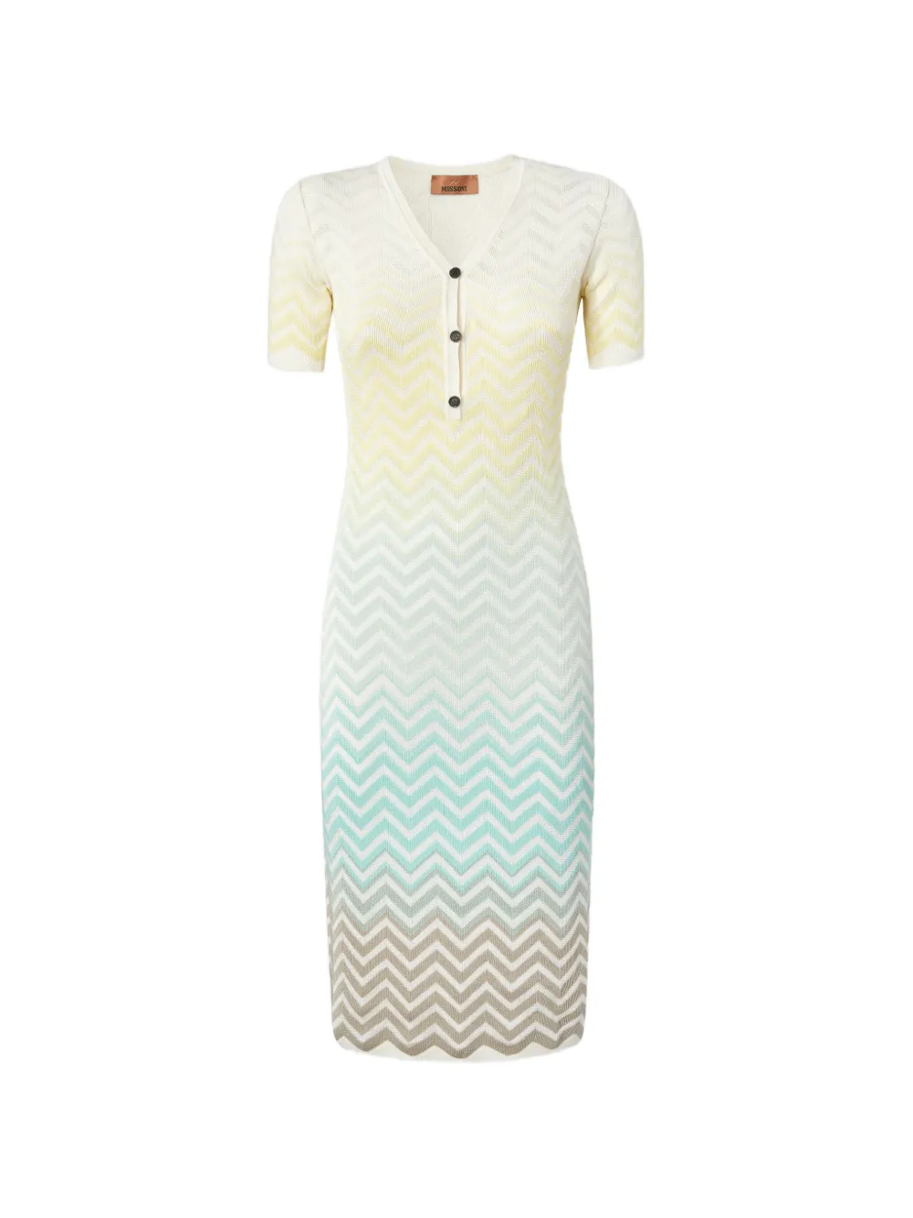 Missoni chevron-pattern buttoned midi dress - Bianco