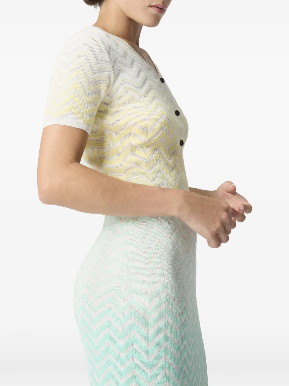 Missoni Midi-jurk met chevron streep en knopen Wit