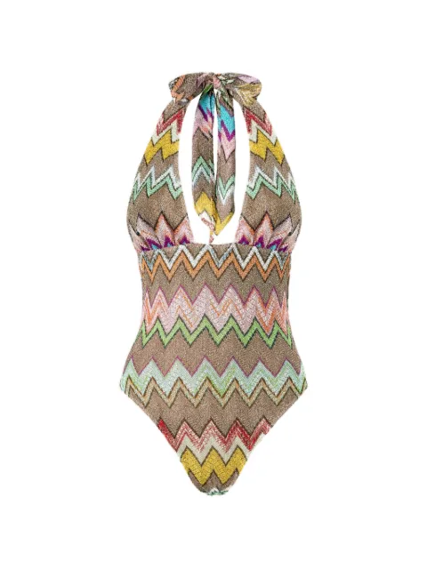 Missoni zigzag-knit halterneck swimsuit
