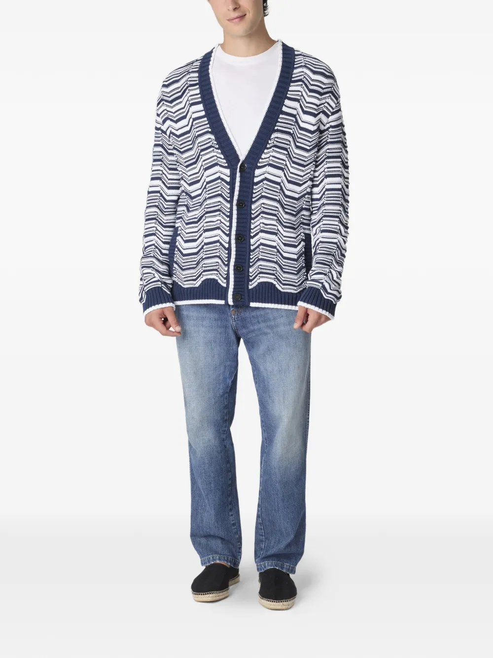  Missoni V-neck Striped-pattern Cardigan - Blue 