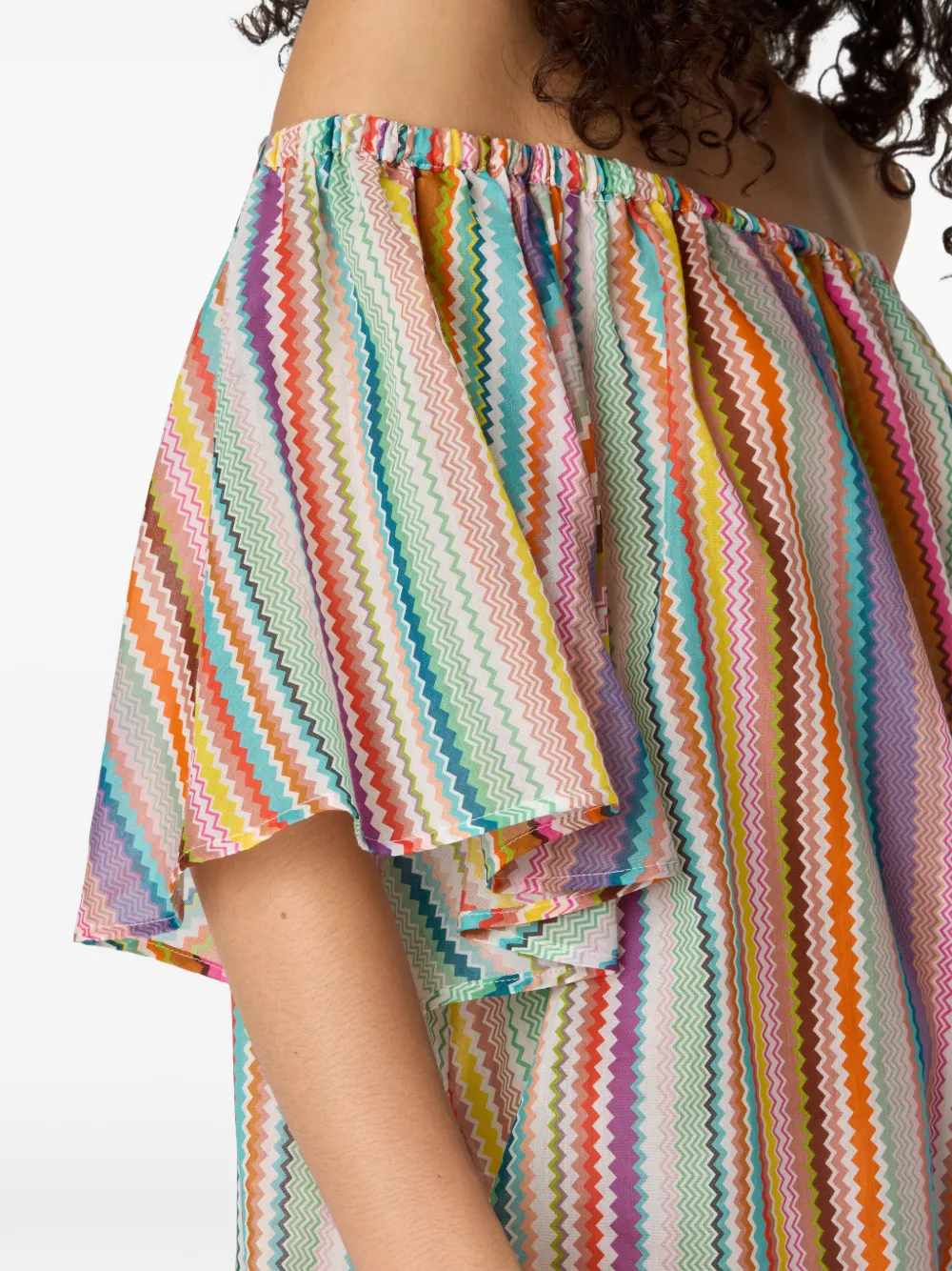  Missoni Off-shoulder Zigzag-pattern Cover-up - Neutrals 