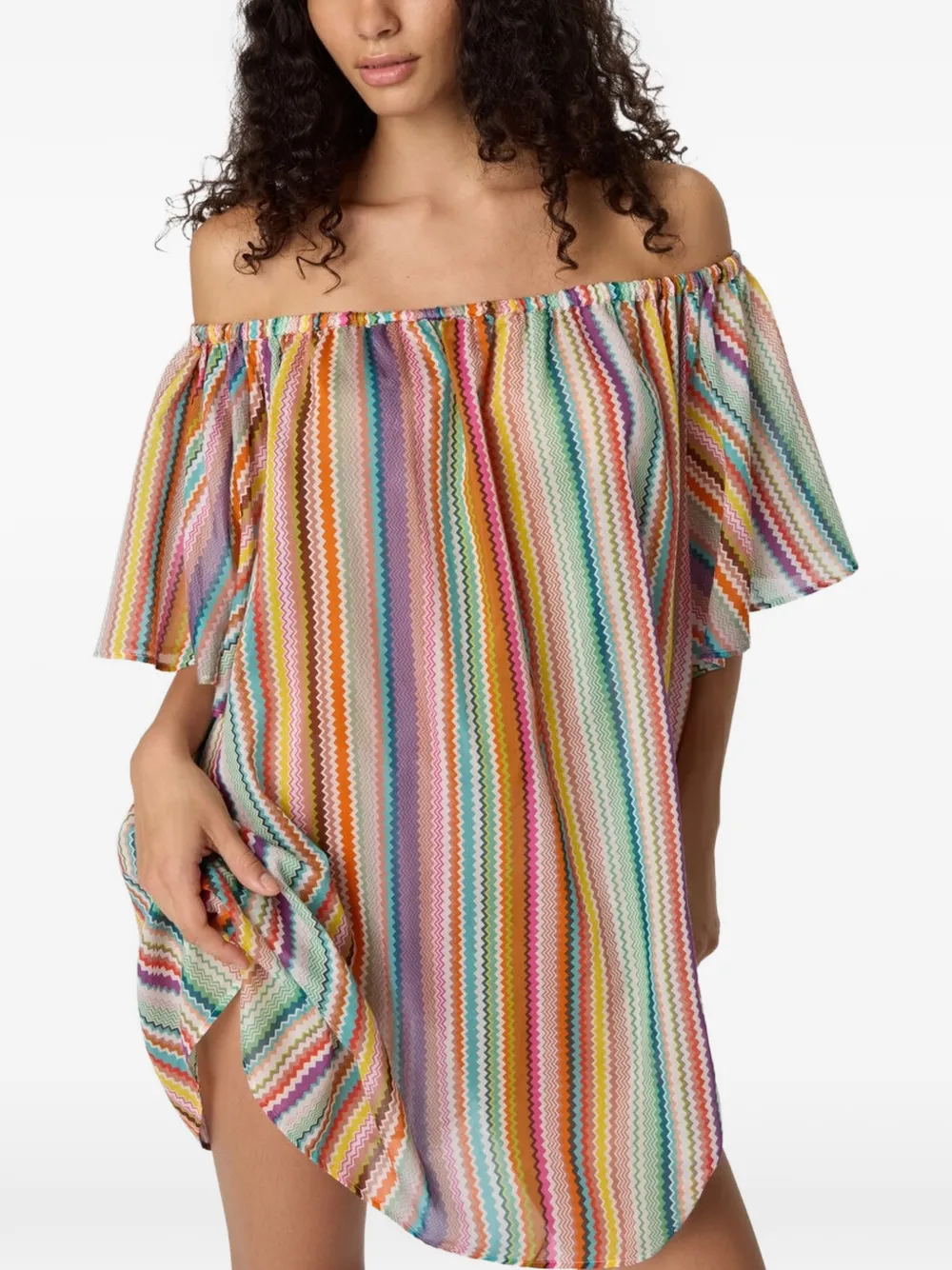 Missoni off-shoulder zigzag-pattern cover-up