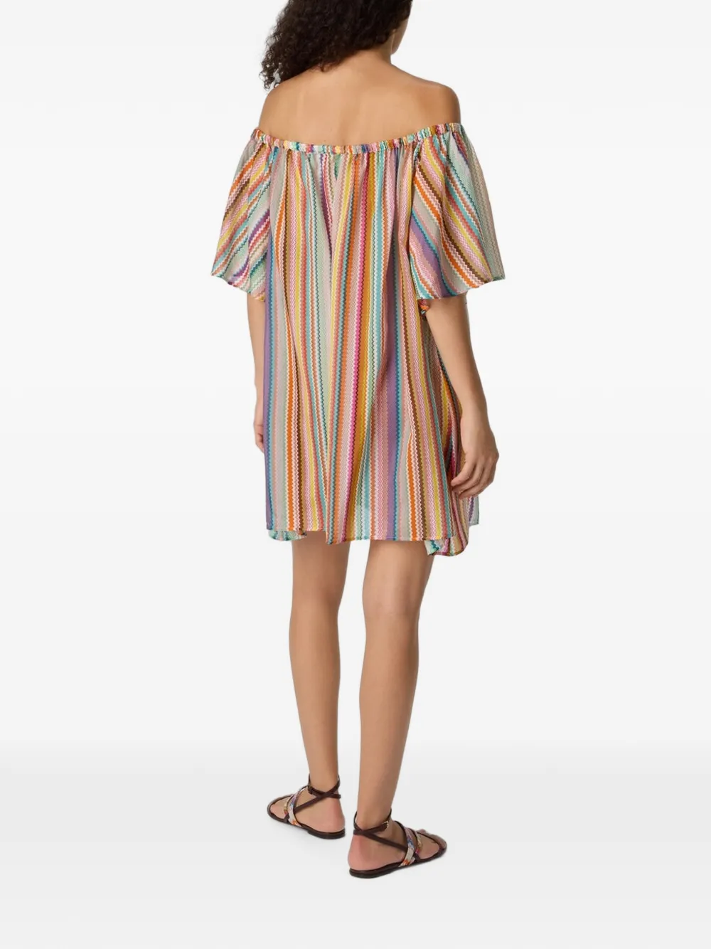 Missoni Off-shoulder tuniek met zigzag patroon Beige