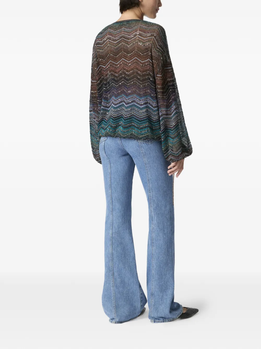  Missoni Chevron-pattern Tie-detail Blouse - Brown 