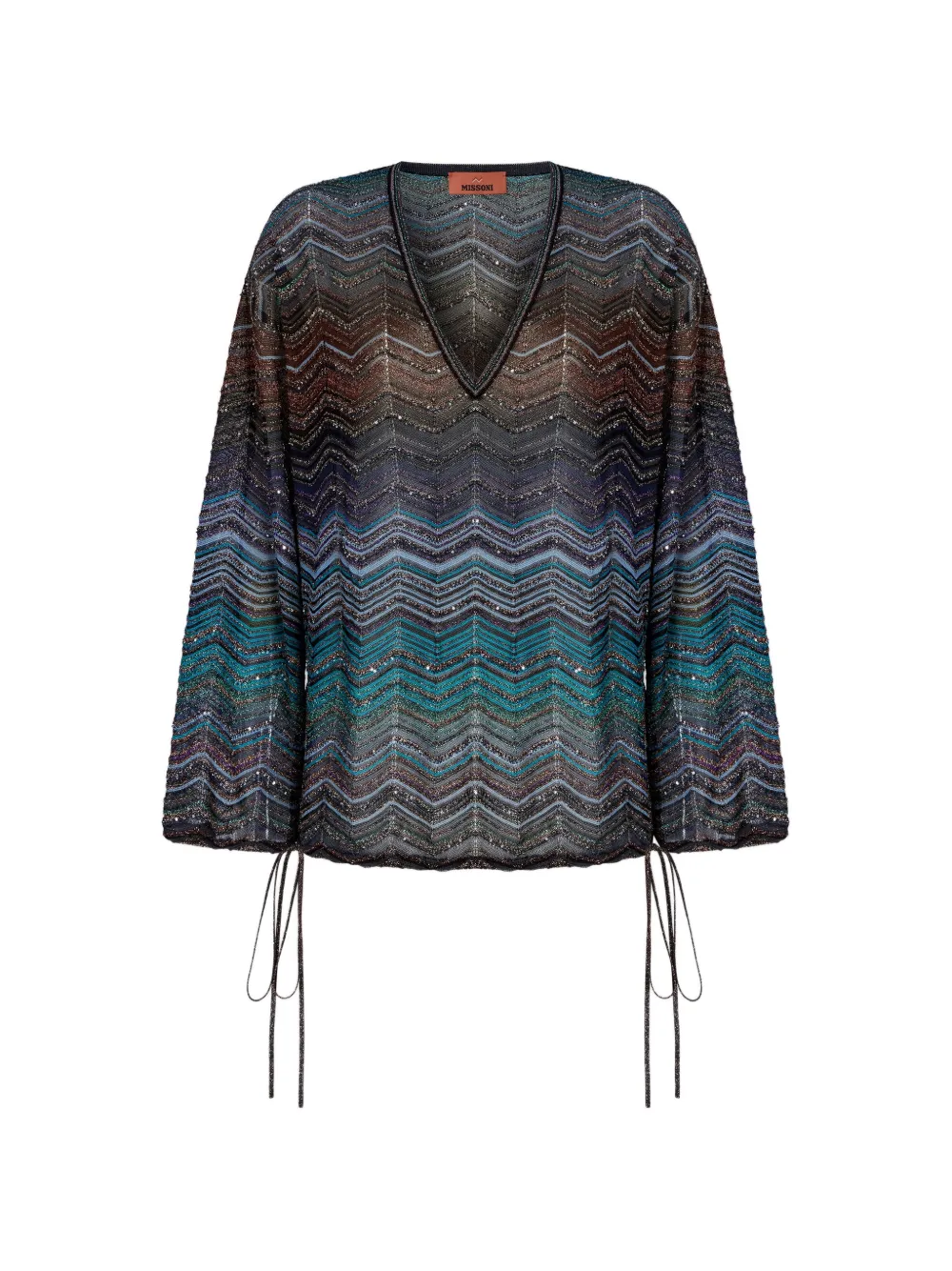 Missoni chevron-pattern tie-detail blouse - Marrone