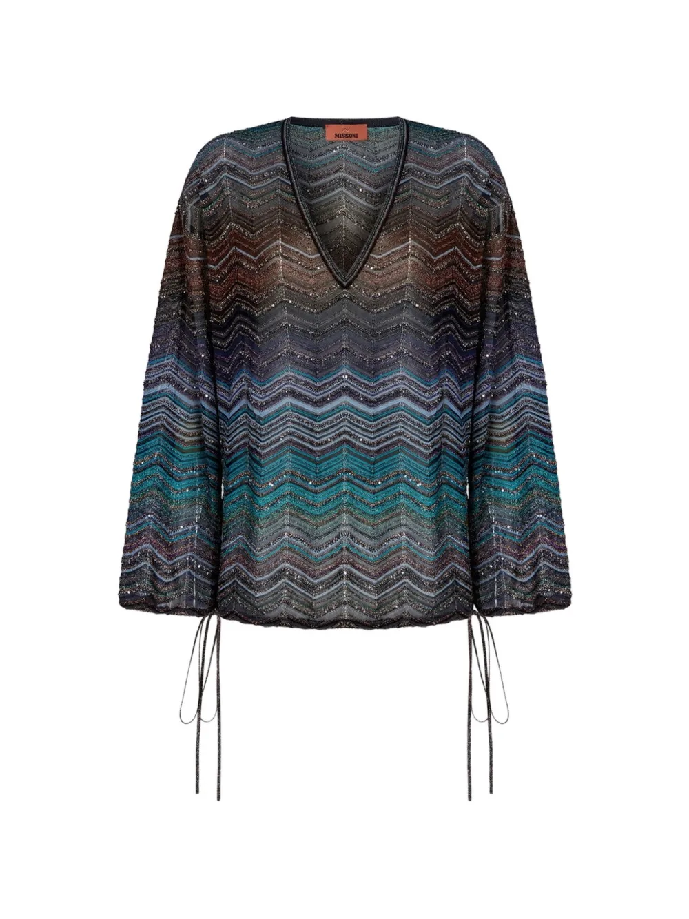 Missoni Blouse met chevron patroon en strikdetail Bruin