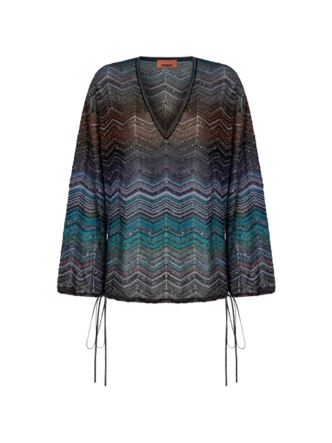 Missoni Chevron lamé blouse with sequins