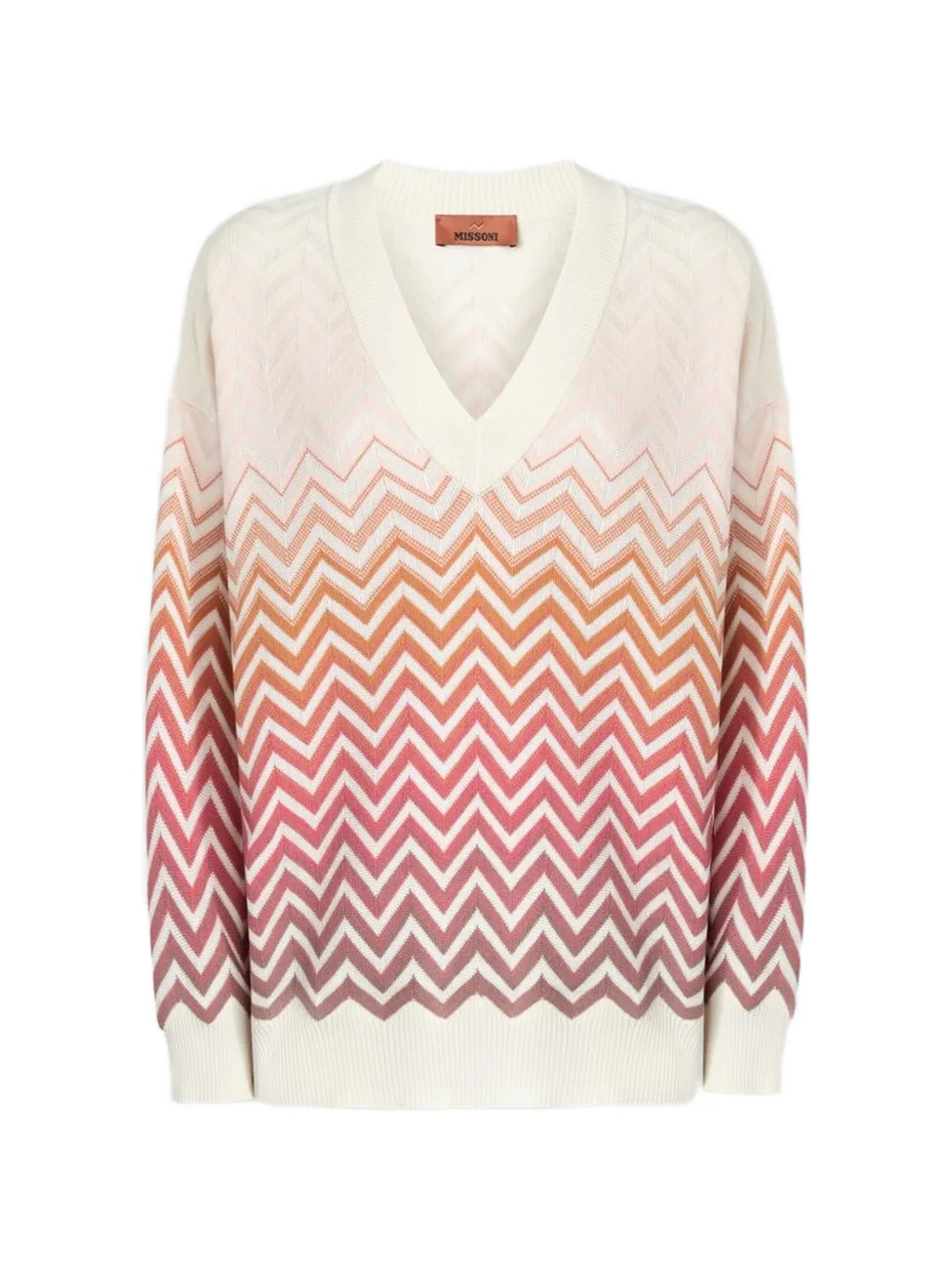 Missoni Trui met V-hals en chevron streep Beige