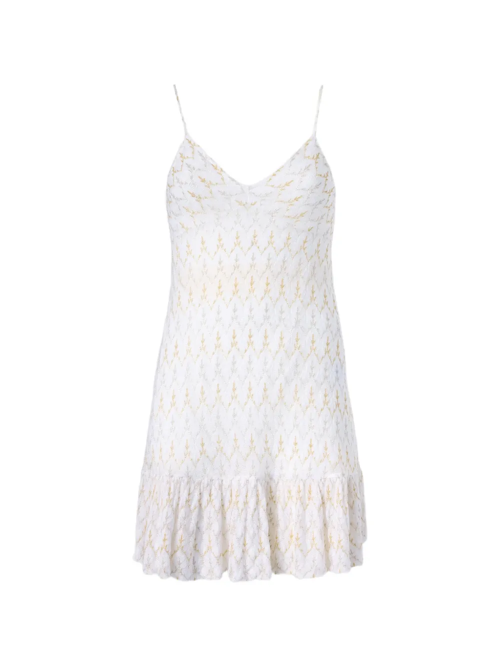 Missoni zigzag-knit ruffled mini dress - White
