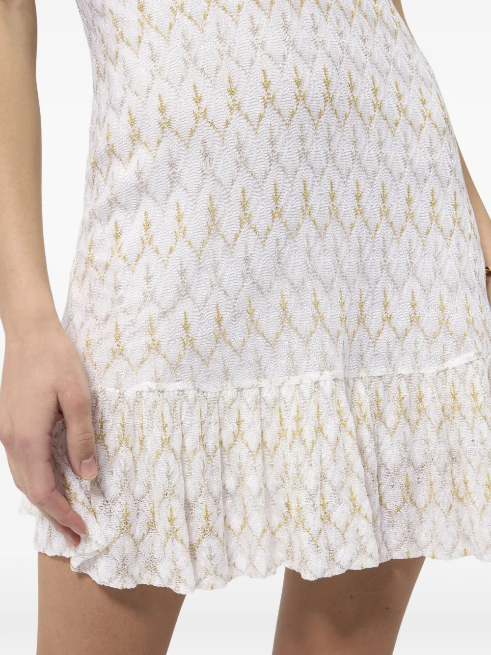 Missoni Mini-jurk met ruches en zigzag-patroon Wit