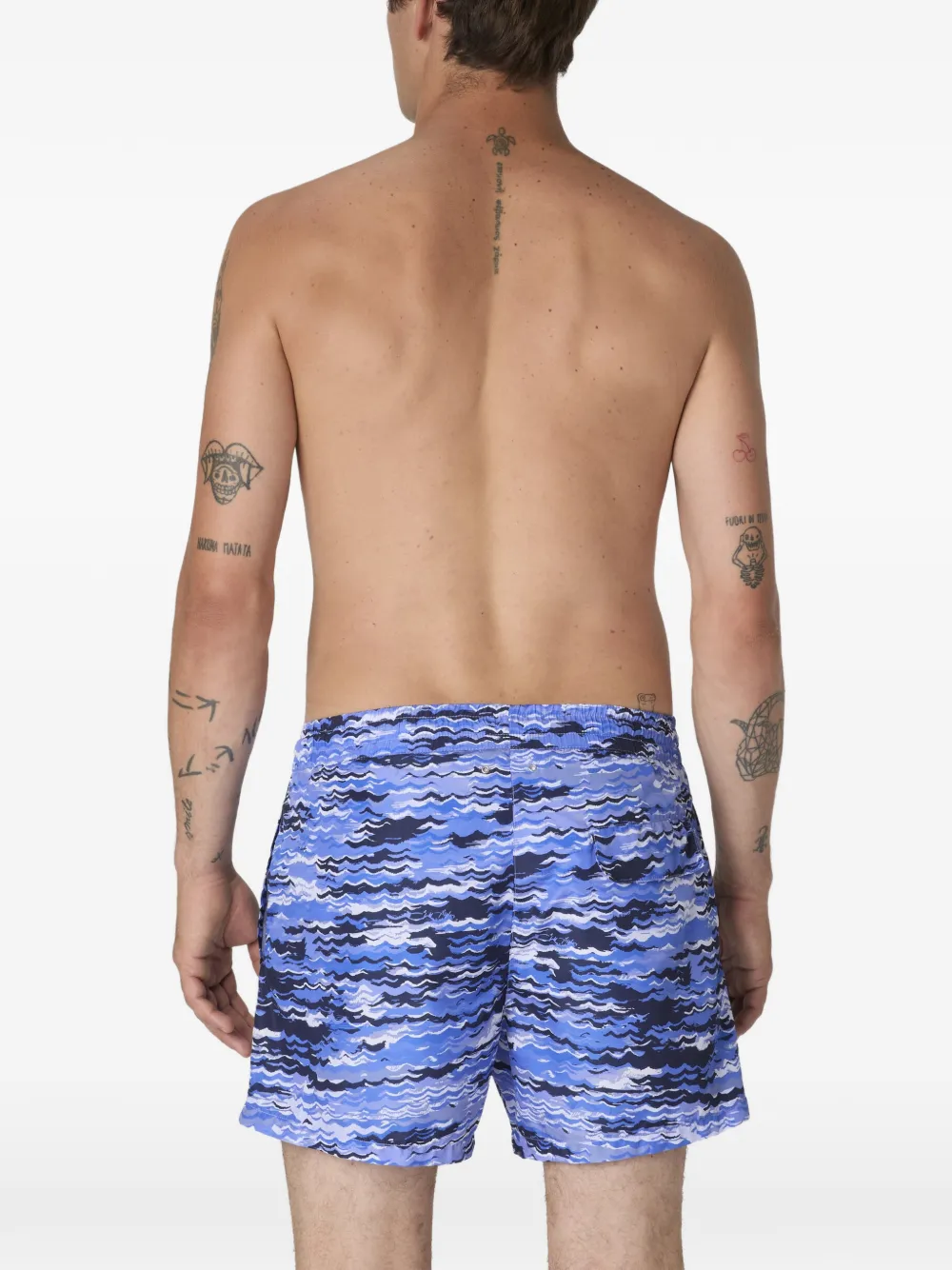 wave-pattern swim shorts