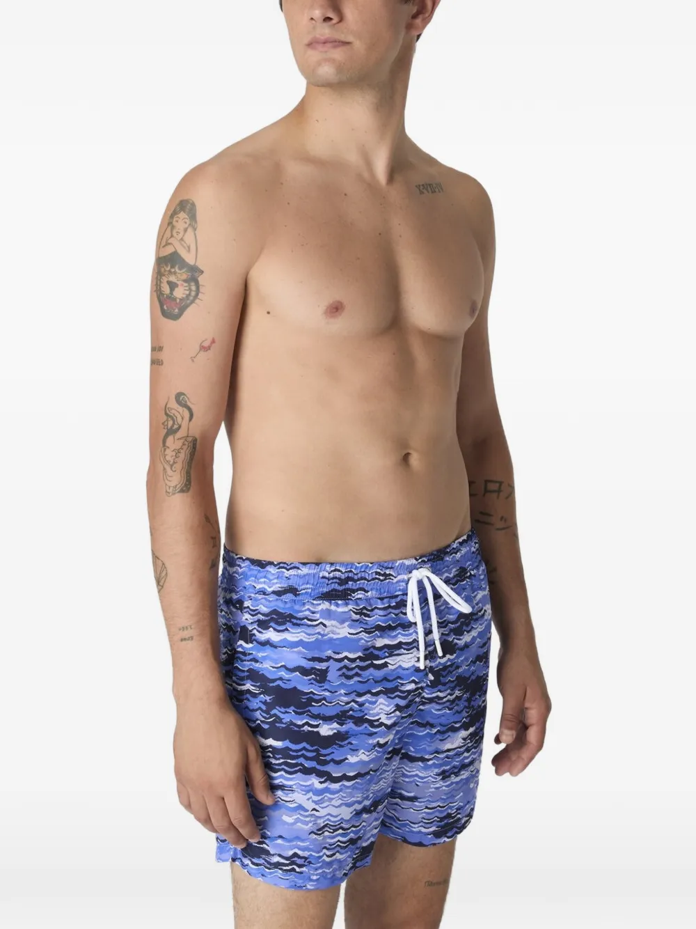 Missoni Zwembroek met golvend patroon Blauw