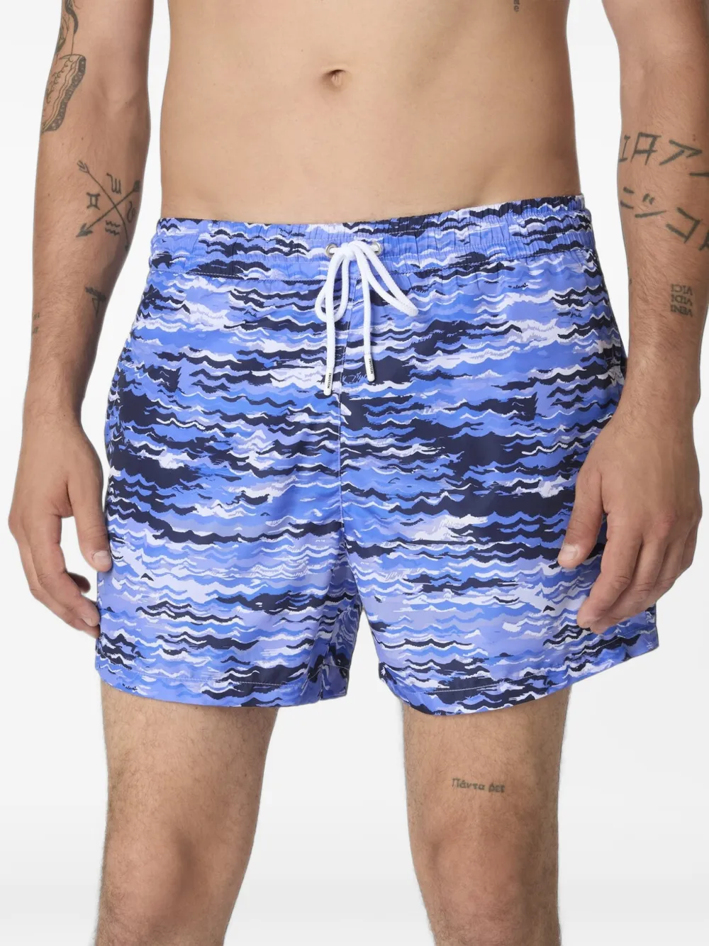 Missoni Zwembroek met golvend patroon Blauw