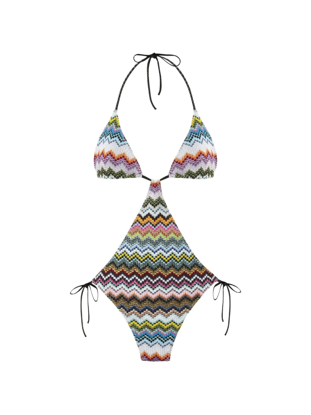 Missoni triangle-top zig-zag-pattern trikini - Blu