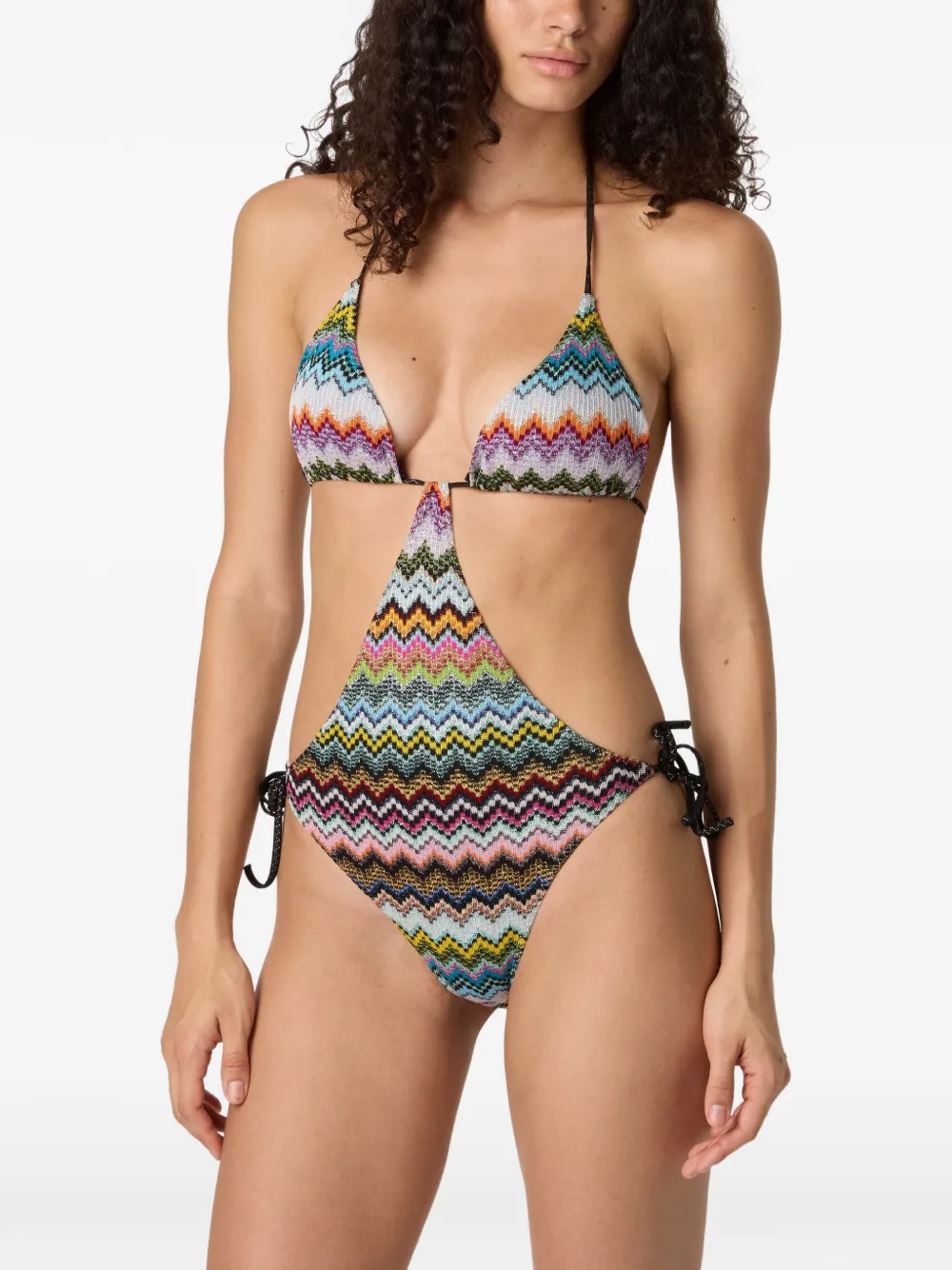  Missoni Triangle-top Zig-zag-pattern Swimsuit - Blue 
