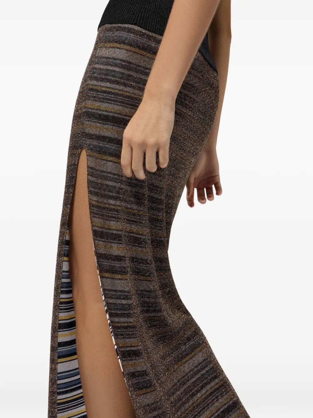 Missoni Gestreepte rok met split Bruin