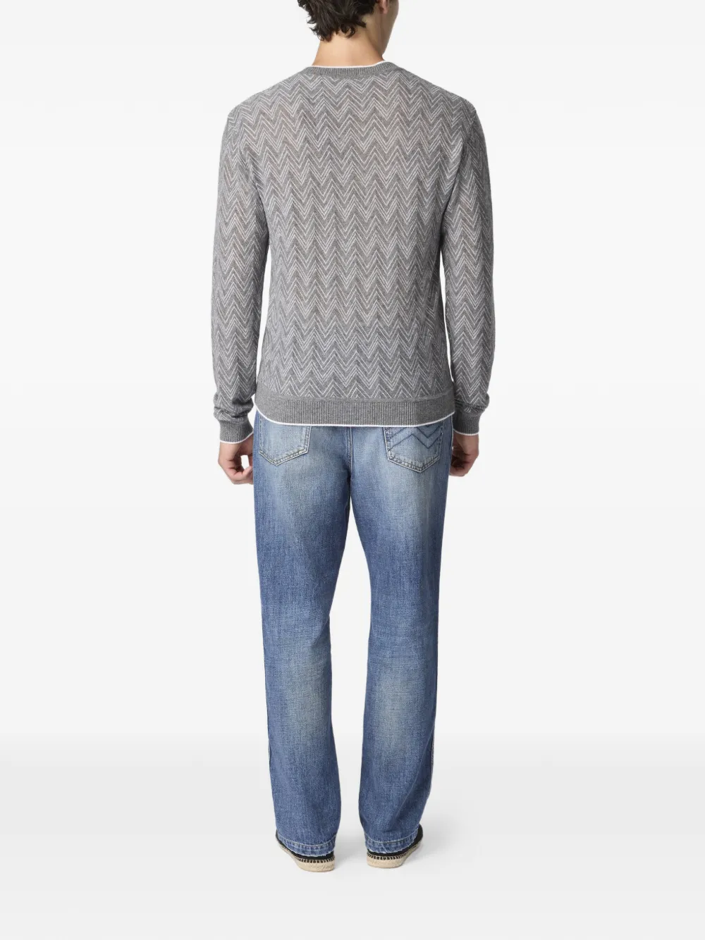  Missoni Zigzag-pattern Crew-neck Sweater - Grey 