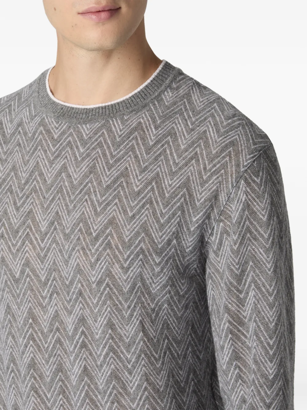 Missoni Trui met zigzag patroon en ronde hals Grijs