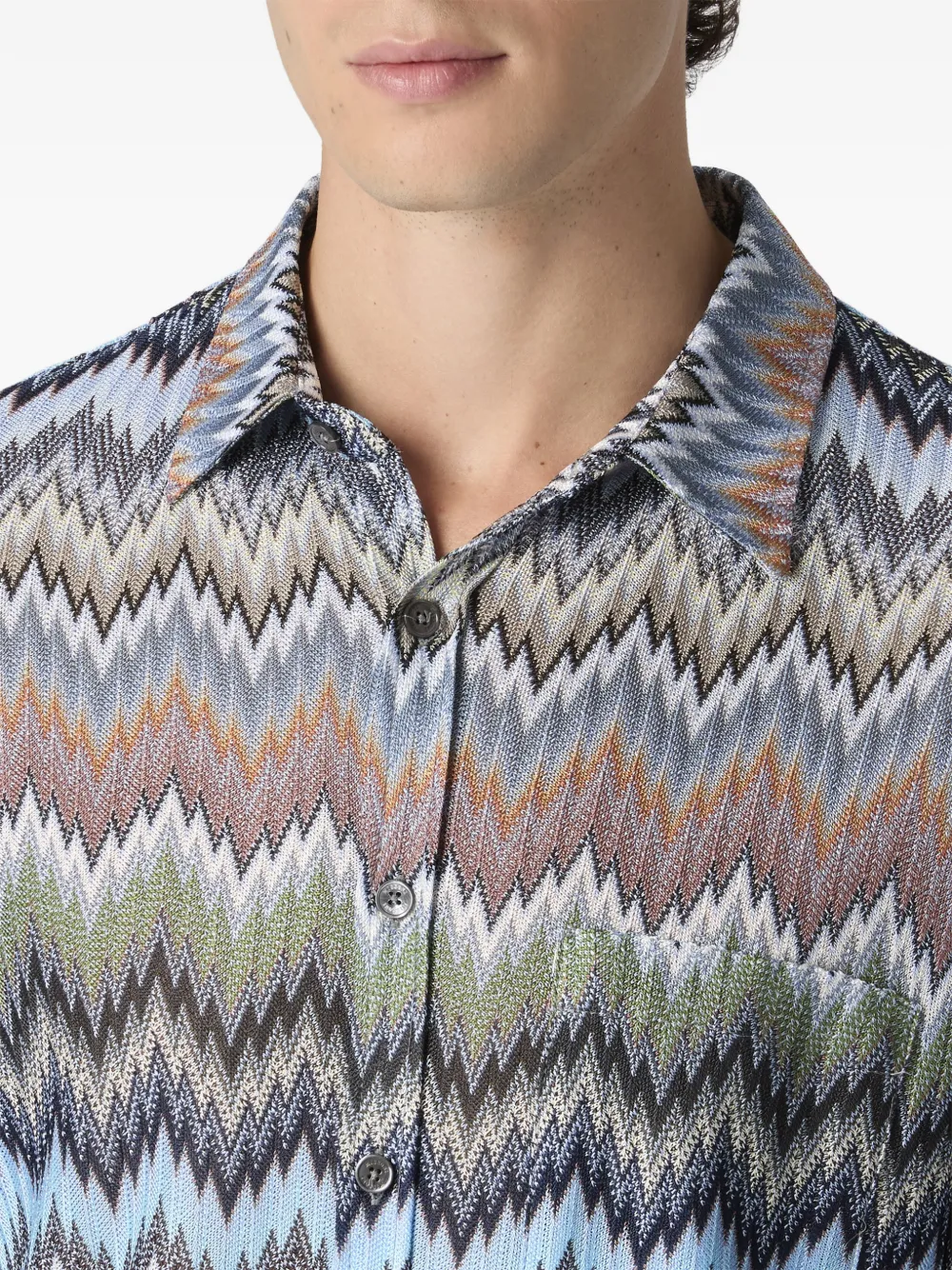 Missoni Overhemd met chevron streep Blauw
