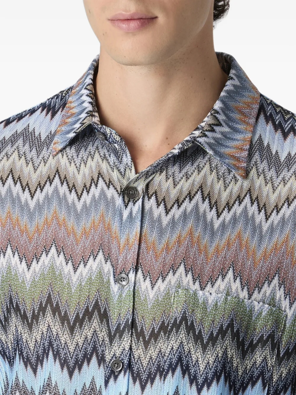 Missoni Overhemd met chevron streep Blauw