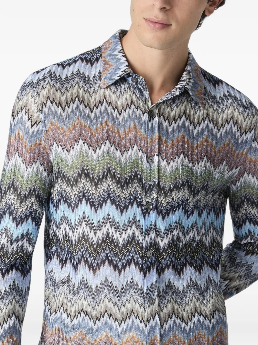 Missoni Overhemd met chevron streep Blauw