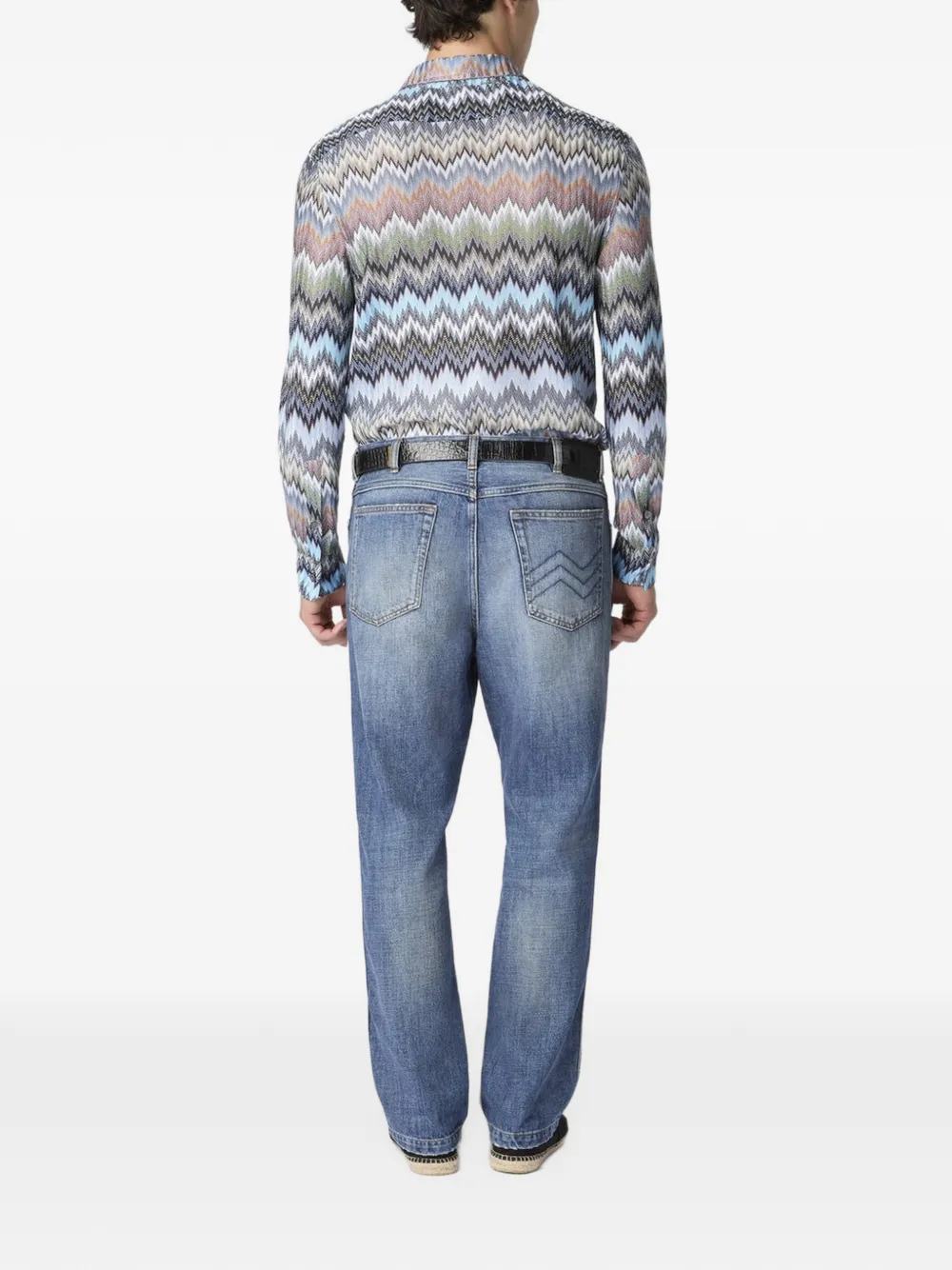 Missoni Overhemd met chevron streep Blauw