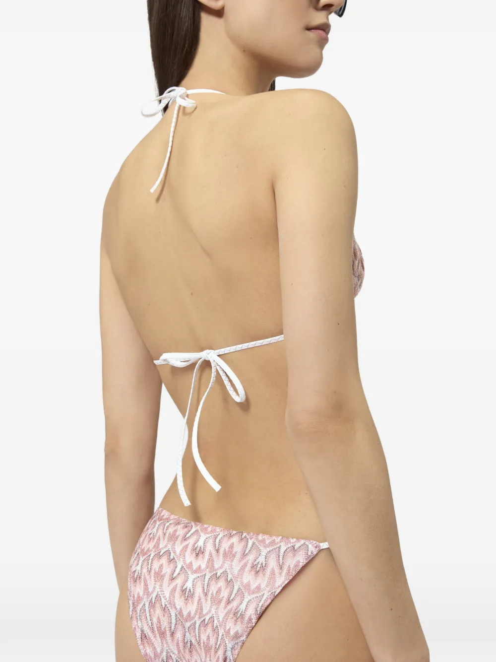 Missoni Triangel bikini van viscose lamé met bladerpatroon Roze