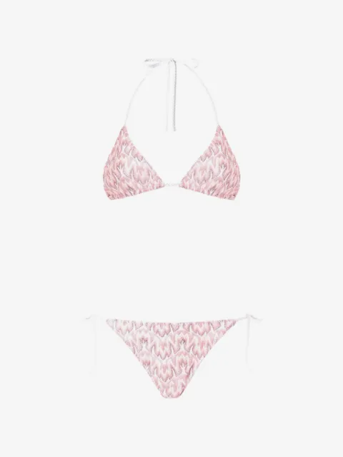 Missoni triangle bikini in viscose lamé with foliage motif