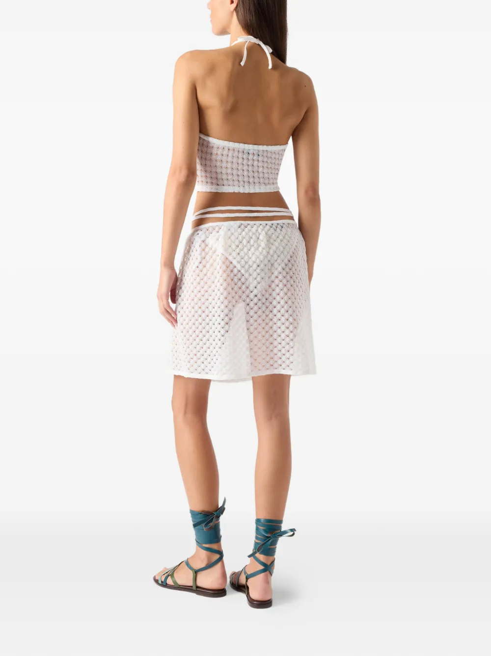 Missoni Top van lamé viscose met raschel afwerking en halternek Wit